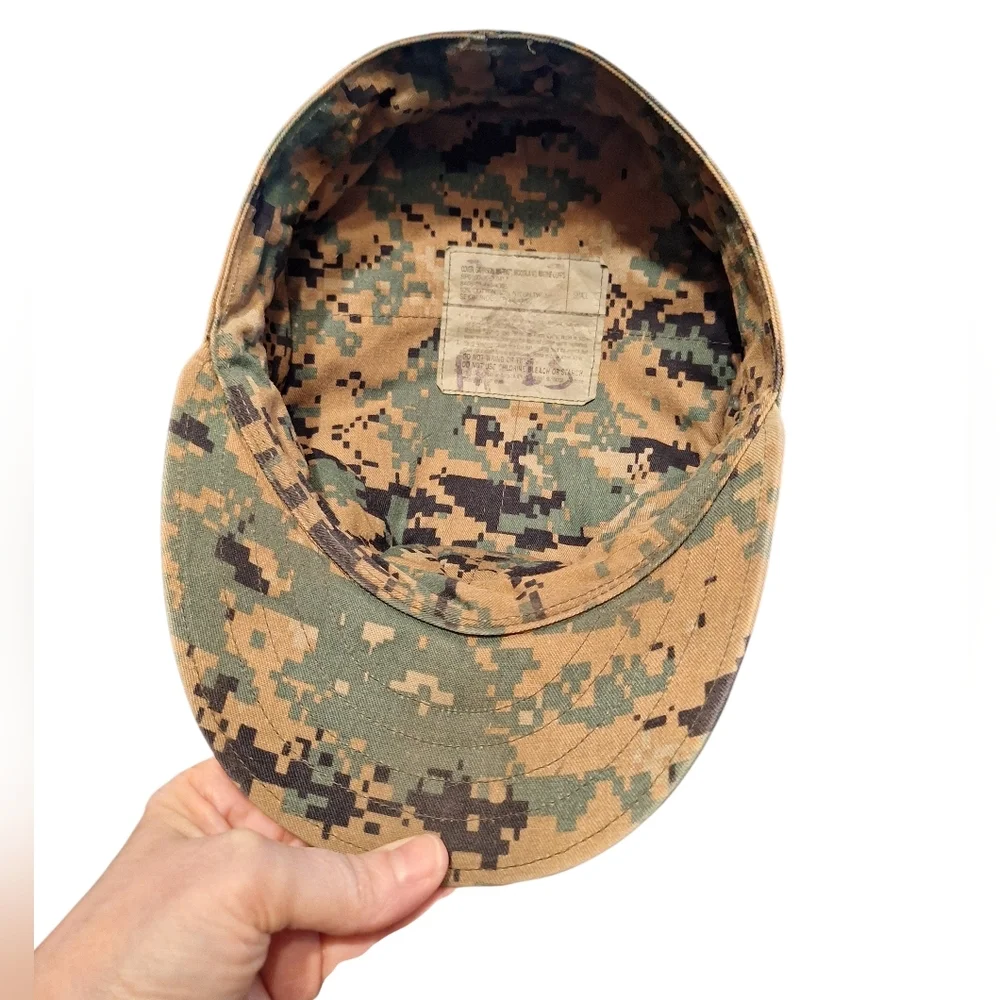 Cotton Nylon Twill Blend US Marine Hat Cap Small Used Militaria Camo Woodland